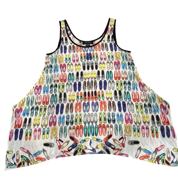 Karen Kane Blue and Pink Asymmetrical Sleeveless Tank Top - Picture 3 of 5